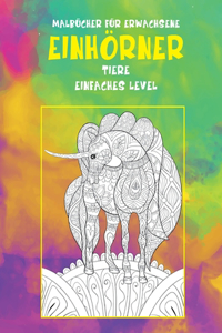 Malbücher für Erwachsene - Einfaches Level - Tiere - Einhörner