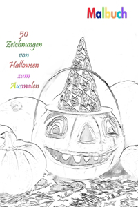 Malbuch 50 Zeichnungen von Halloween zum Ausmalen