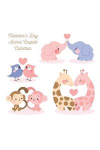 Valentine's Day Animal Couples Collection Blank Lined Notebook