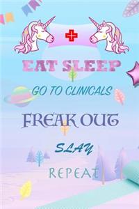 Eat Sleep Go to clinicals Freak out Slay Repeat