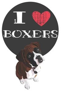 I Heart Boxers: Cute Boxer Dog Lover Journal / Notebook / Diary Perfect for Birthday Card Present or Christmas Gift Great for kids, Teens or Students Show Your Supp