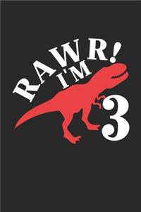 Rawr! I'm 3: Dinosaur Kid 3rd Birthday Notebook 6x9 Inches 120 lined pages for notes Notebook 6x9 Inches - 120 lined pages for notes, drawings, formulas - Organi