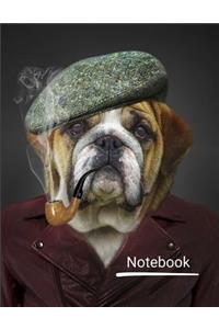 Notebook: Bulldog Smoking a Pipe Funny Note Book