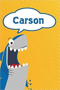 Carson: Personalized Shark Blood Sugar Diet Diary Journal Log Featuring 120 Pages 6x9