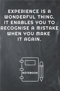 Experience Is a Wonderful Thing. It Enables You to Recognise a Mistake When You Make It Again Notebook