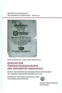 Quellen Zur Verfassungsgeschichte Der Universitat Greifswald. Bd. 2