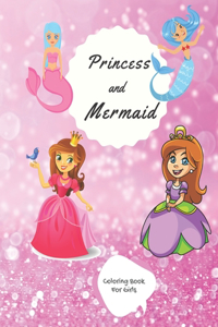 Princess and Mermaid Coloring Book For Girls ages 3-9