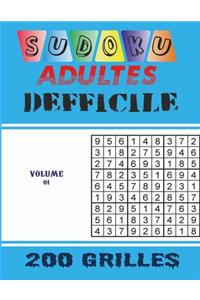 Sudoku Adultes Defficile 200 Grilles volume 01: Sudoku difficile 200 grilles avec solutions: Livre Sudoku pour Adultes, Entraîne la Mémoire et la Logique, Solutions à la Fin, 21.59 x 27.94 cm, 103