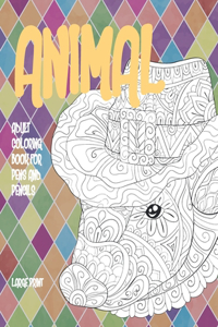 Adult Coloring Book for Pens and Pencils - Animal - Large Print