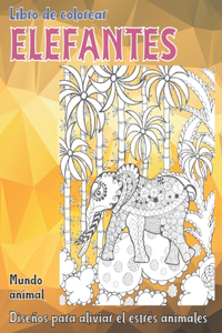 Libro de colorear - Diseños para aliviar el estrés Animales - Mundo animal - Elefantes