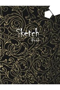 Sketchbook Large 8 x 10 Premium, Uncoated (75 gsm) Paper, Floral Black Cover