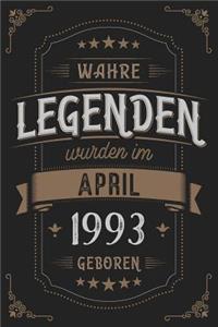 Wahre Legenden wurden im April 1993 geboren: Vintage Geburtstag Notizbuch - individuelles Geschenk für Notizen, Zeichnungen und Erinnerungen - liniert mit 100 Seiten