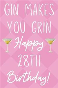 Gin Makes You Grin Happy 28th Birthday