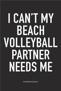 I Can't My Beach Volleyball Partner Needs Me