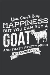 Notebook: Happiness Can Buy a Goat Funny Farm Life Lover Journal & Doodle Diary; 120 Squared Grid Pages for Writing and Drawing - 6x9 in.