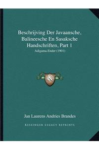 Beschrijving Der Javaansche, Balineesche En Sasaksche Handschriften, Part 1