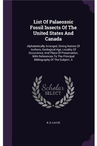 List Of Palaeozoic Fossil Insects Of The United States And Canada