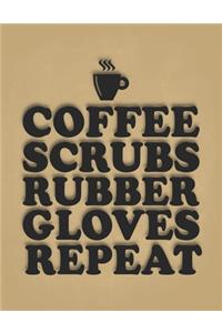 Coffee Scrubs Rubber Gloves Repeat
