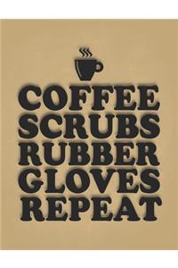 Coffee Scrubs Rubber Gloves Repeat