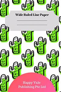 Cute Cactus Theme Wide Ruled Line Paper