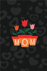 Mom Notebook, Blank Write-in Journal, Dotted Lines, Wide Ruled, Medium (A5) 6 x 9 In (Black)