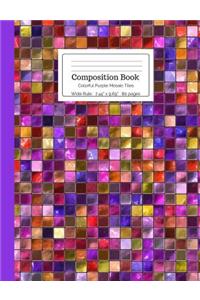 Composition Book Colorful Purple Mosaic Tiles Wide Rule