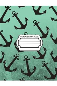 Nautical, Marine Anchor Pattern Design, Composition Notebook, 4x4 Quad Rule Graph Paper