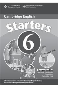 Cambridge Young Learners English Tests 6 Starters Answer Booklet
