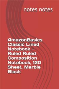 AmazonBasics1 Classic Lined Notebook - Ruled Ruled Composition Notebook, 120 Sheet, Marble Black