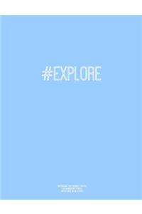 Notebook for Cornell Notes, 120 Numbered Pages, #EXPLORE, Blue Cover