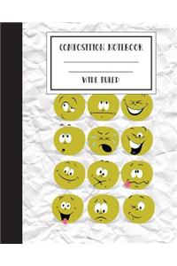 Emoji Composition Notebook Journal Wide Ruled Book To Write In, 8x10