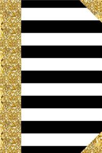 Black White Stripes Journal Golden Accents