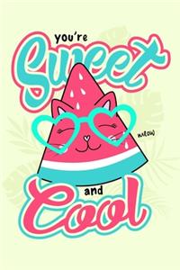 Super Cute Kawaii Sweet and Cool Watermelon Cat Notebook
