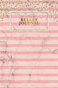 Bullet Journal: Marble + Gold Trendy Journal - 120-Page 1/4 Inch Dot Grid Notebook- 6 X 9 Marble & Gold Perfect Bound Softcover