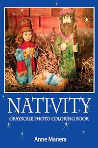 Nativity Grayscale Photo Coloring Book