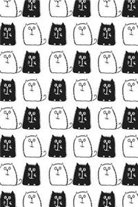 Journal Notebook For Cat Lovers Black and White Cats in a Row 1