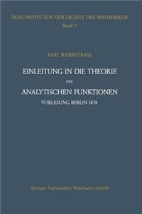 Einleitung in Die Theorie Der Analytischen Funktionen