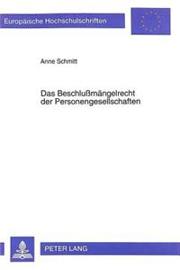 Das Beschlumaengelrecht der Personengesellschaften