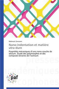 Nano-Indentation Et Matière Utra-Dure