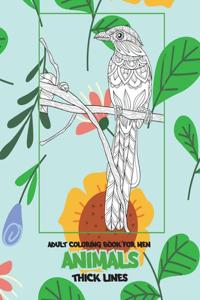 Adult Coloring Book for Men - Animals - Thick Lines