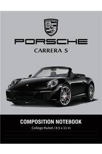 Porsche Carrera S Composition Notebook College Ruled / 8.5 x 11 in