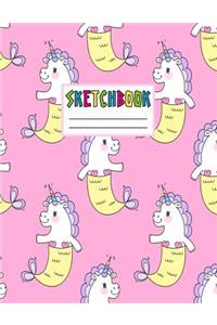 Sketchbook: Cute Unicorn Kawaii Sketch Book for Girls, Kids, Teens, Women (Perfect for Sketching, Drawing, Doodling, Journal, Note Pad, Birthday Party Favors)