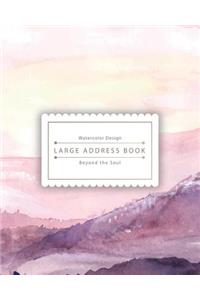 Large Address Book: Watercolor Landscape: Address Book Large Size Especially for Seniors - Name, Address, Mobile, Work, Fax, Email, Emergency (8x10)