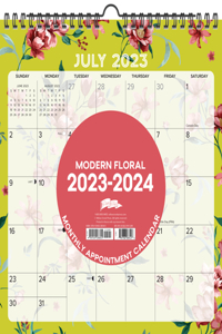 Modern Floral 2023-24 Academic 12 X 12 Spiral Wall Calendar