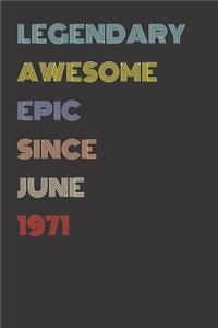 Legendary Awesome Epic Since June 1971 - Birthday Gift For 48 Year Old Men and Women Born in 1971