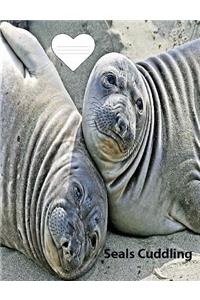 Seals Cuddling on Cover for wideruledlinepaper Composition Book