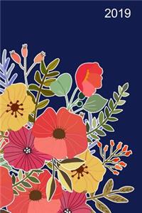 2019 Weekly Planner Floral Blue Design 134 Pages