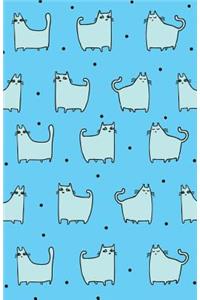 Journal Notebook For Cat Lovers - Funny Cat Pattern In Blue