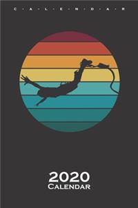 Bungee Jumping Retro Style Colorful Calendar 2020