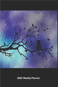 Plan On It 2020 Weekly Calendar Planner - Midnight Cat In A Tree